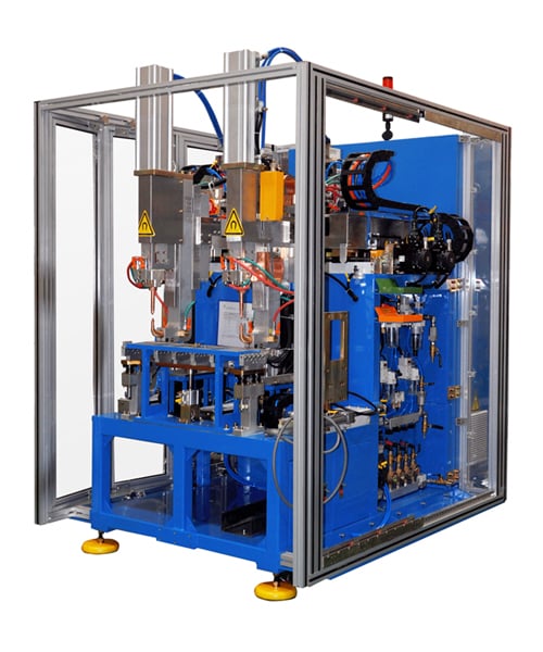 Soldador por pontos MFDC de 110 KVA com duas cabeças para pilares B/C de portas automotivas