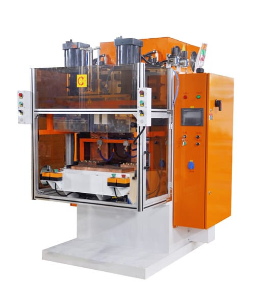 Soldador por projeção com descarga capacitiva de cabeça dupla para trilhos de janelas automotivas