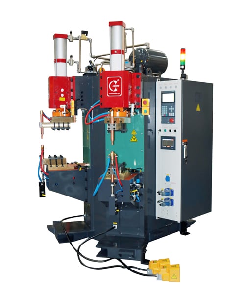 Soldador de projeção MFDC de cabeça dupla para porcas de fixação automotivas